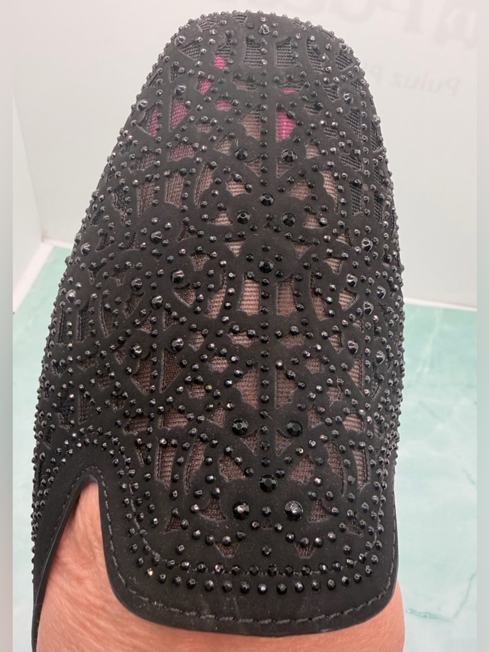 Atalina Black Beaded Slip-On Women’s Flats - Picture 8 of 8
